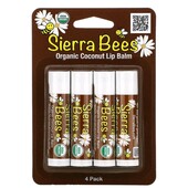 Sierra Bees, органічний бальзам для губ, кокос, 4 шт. в упаковці