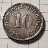 Монета Германії 10 пфенінгів 1912