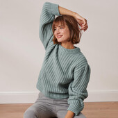 ☘ Крутезний, супер якісний светр об'ємної в'язки з вовною, Tchibo (Німеччина), р.46-48 (40/42 євро)