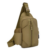 Тактична сумка через плече - водонепроникна сумка слінг з кордури на 4 кишені. Колір: койот