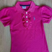 Ralph Lauren брендовая хлопковая футболка поло цвет малиновый на девочку 4 /5 лет 