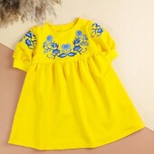 Сукня дитяча з вишивкою двонитка 86-116 жовт, блакит