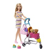 Барбі з цуциками та коляскою Barbie stroll n play Pups playset, оригінал