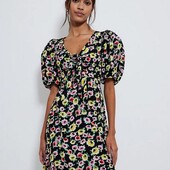 Black Floral Knot Front Tea Dress р.16