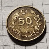 Монета Турції 50 лір 1989