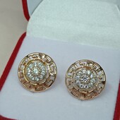 Шикарные серьги Versace с россыпью белых фианитов.Позолота 585 пробы 18К.