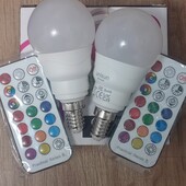 Світлодіодні розумні лампи led light bulb E14 з функцією пам'яті та вимкнення по часу rgbw з пульом