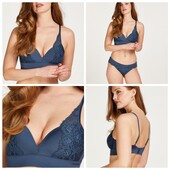 Hunkemoller! Комфортний жіночий бюстгальтер з мереживом 85С dark denim! Лот 31