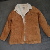 Denim&co, uk12 вельветова подовжена куртка на хутрі