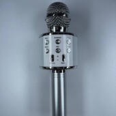Мікрофон бездротовий караоке bluetooth usb колонка срібний