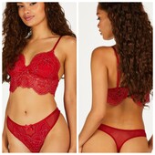 Hunkemoller! Мереживний жіночий бюстгальтер із срібною ниткою, бралет Хс розмір tango red! Лот 435