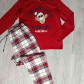 Primark брендовая хлопковая пижамка штаны фланель размер S М 