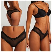 Hunkemoller! Жіночі труси із сіточки в горох S розмір caviar! Лот 611