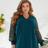 Блуза трикотаж + мереживо 60-70р кольори