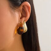 Сережки краплі асиметрія, три штуки золото, люцит