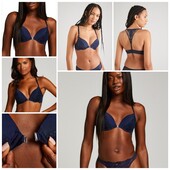 Hunkemoller! Жіночий бюстгалтер з мереживною спинкою і застібкою спереду 80Е peacoat! Лот 411