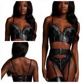 Hunkemoller private collection! "Шкіряний" жіночий бюстгальтер 70С пуш-ап black! Лот 512