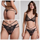 Hunkemoller! Мереживні жіночі труси, страп-панти, стрінги М розмір caviar! Лот 502