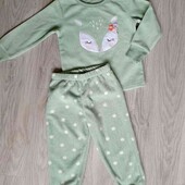 Dunnes stores брендовая теплая флисовая пижамка цвет мята на девочку 2/3 года рост 98 см 