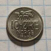 Монета Норвегії 10 ере 1972