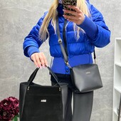 Комплект сумок чорна замша плюс еко шкіра середня і маленька сумки