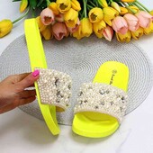 ❤️Не реально красивые!!!!! Шлепанцы текстильные с жемчугом и стразами шлёпанцы новые❤️Стельк 25,5 см