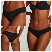 Hunkemoller! Жіночі труси в рубчик з мереживним оздобленням Xs розмір caviar! Лот 334