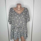Легка блуза в клітинку з ромашками Shein Curve,р 4XL (Пог -66)
