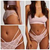 Hunkemoller! Мереживні жіночі труси, страп-панти 2Хл розмір pale mauve! Лот 281