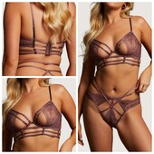 Hunkemoller private collection! Звабливий мереживний жіночий бюстгалтер на кісточках 75Ф rose brown!