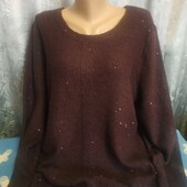 Длинный джемпер или туника с пайетками на женщину 3XL/4XL,см.замеры