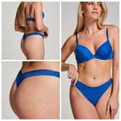 Hunkemoller! Безшовні жіночі труси, стрінги з попкою із сіточки Л розмір nautical blue! Лот 316