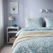 Підковдра та наволочка Ikea Simbal Broma, квітковий візерунок, синій, білий