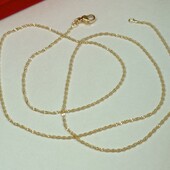 Нежная цепочка 56 см, плетение французкая косичка.Позолота 585 пробы 18К.