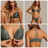 Hunkemoller noir! Шикарний жіночий бюстгальтер з застібкою спереду і гарною спинкою 80Д balsam green