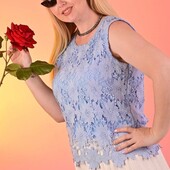 *Майка женская ажурная на подкладке в голубом цвете