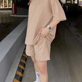 ✿ Костюм футболка і шорти бежевий, розмір xs-4xl