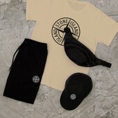 Комплект 4 четвірка! Костюм: футболка + шорти + кепка + бананка Stone island