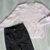 Shein + YD стильный комплект джинсы рванки + свитерок травка на рост 158 см