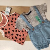 Льоново-бавовняні шорти на підтяжках Primark, 0-3 m