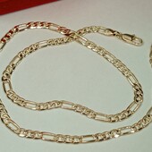Шикарная цепочка 45 см, плетение картье. Позолота 585 пробы 18К.