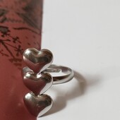Каблучка регулююча, перстень, три серця, медсталь