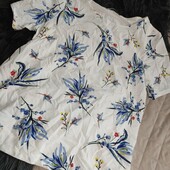 M&s, uk12 блузка трикотаж+принтована панель. Віскоза!