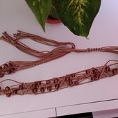 Красивый джутовый пояс с бусинами 118Х3см