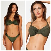 Hunkemoller! Роздільний жіночий купальник з мерехінням 75Е, низ М розмір dark olive! Лот 3
