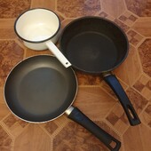 Набір посуду, сковорідки, ковш, віол, кришка за запитом