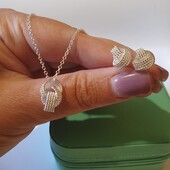 Серебряный набор Серьги и подвеска цепочка кулон