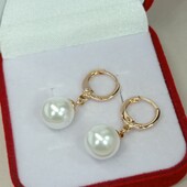Бесподобные серьги-висюльки с жемчугом. Позолота 585 пробы 18К.