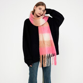 H&m картати й пухнастий шарф baby pink+ коричневий
