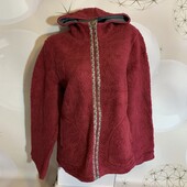 Класснючая теплая пайта Тедди, кофта на молнии с капюшоном размер Л, состояние идеальное